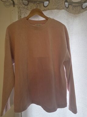 Zara Dusty Pink Ribbed Crewneck Top